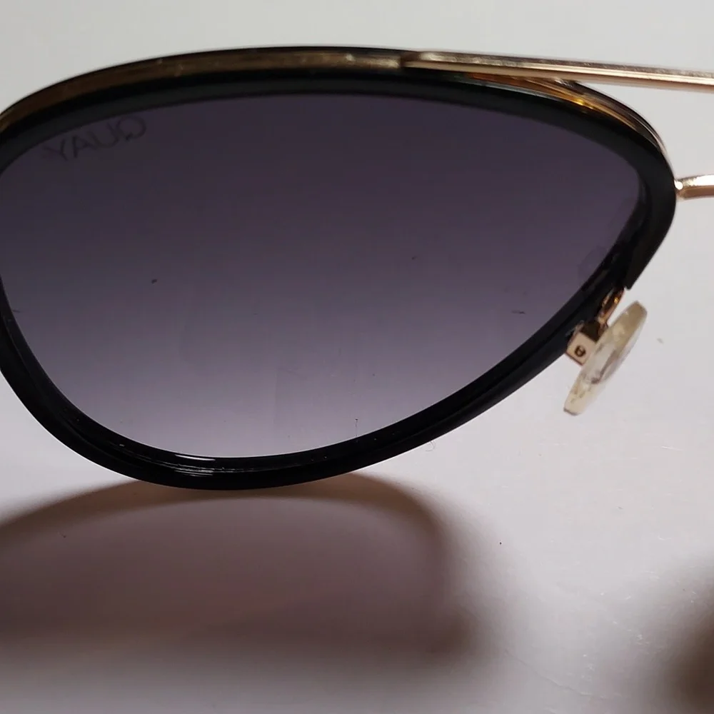 Quay Aviator Sunglasses Black And Gold All In